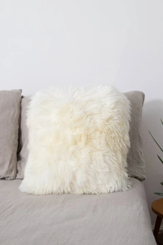 Native Natural Double Sided Ivory White Sheepskin Cushion 45x45cm in Natural Size: 45cm x 45cm Natural Unisex 45cm x 45 cm