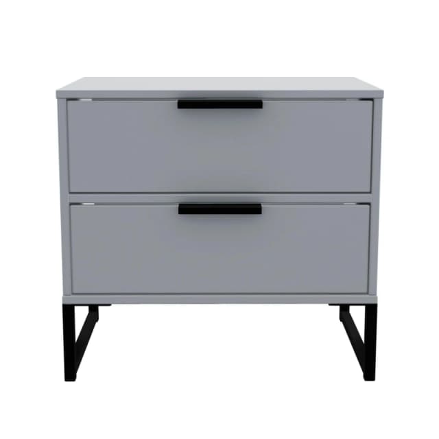 Madrid 2 Drawer Bedside Cabinet In Dusk Grey (Ready Assembled)
