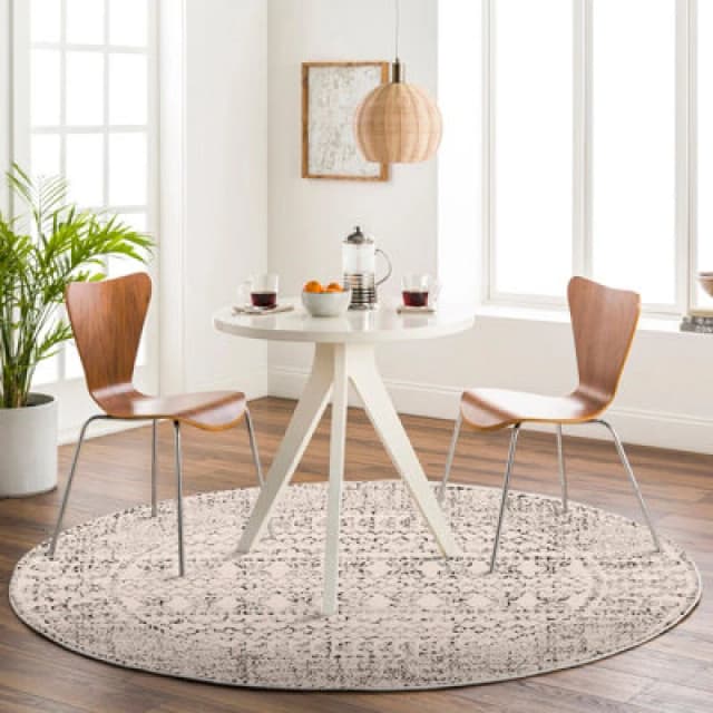 Livabliss Round Scandi Geometric Light Grey Olimpia Area Rug 160 X 160 Cm - Easy Care, Non Shedding, Ideal For Living Room & Bedroom