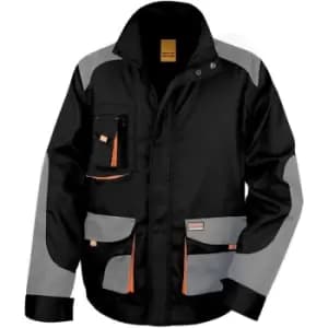 Result Mens Work-Guard Lite Workwear Jacket (Breathable And Windproof) (XL) (Black / Grey / Orange) - Black / Grey / Orange