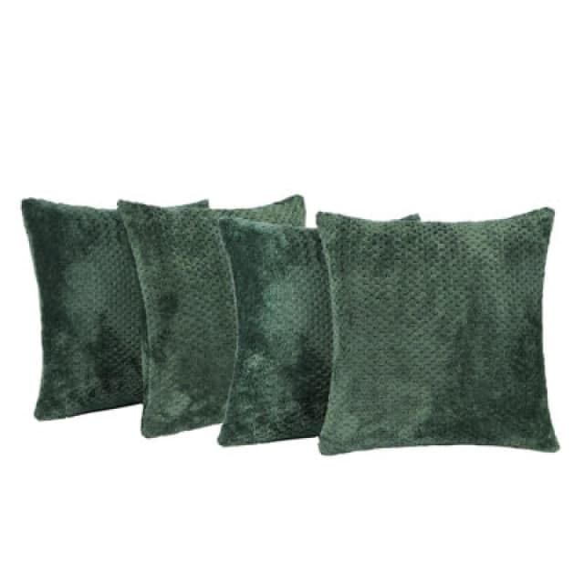 OHS OHS 4 Pack of Waffle Fleece Square Cushion Covers in Dark Green Size: 45cm x 45cm Dark Green 45cm x 45cm Unisex 5027434155873