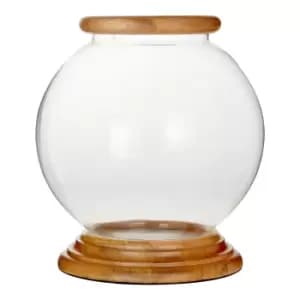 Hampstead Hurricane Candle Holder With Wood Rim Large