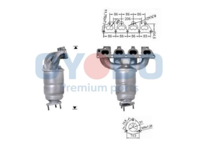Oyodo 10N0007-OYO Catalytic Converter with mounting parts Catalyst Converter (429)