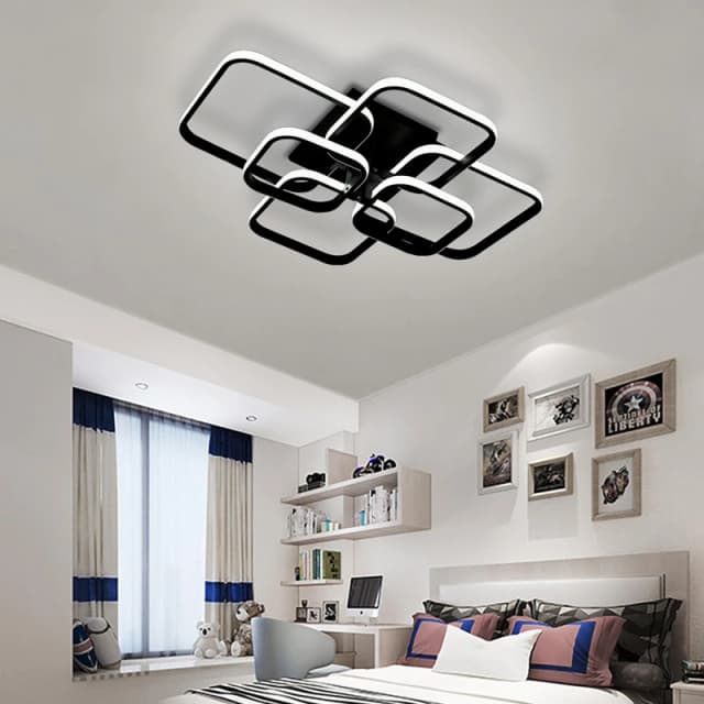 Cottonfy UK 6-Square Overlap LED Ceiling Light Black L