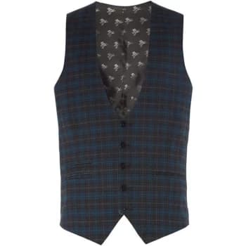 Label Lab Axl Flannel Check Skinny Suit Waistcoat - Charcoal