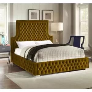 Envisage Trade - Yanis Upholstered Beds - Plush Velvet, King Size Frame, Mustard - Mustard