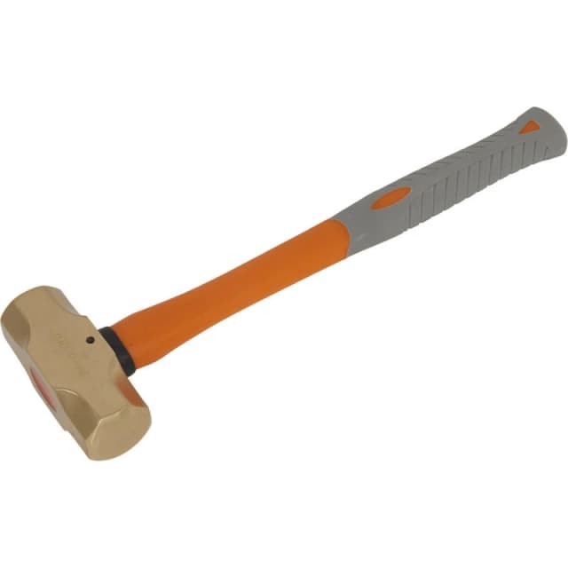 Loops 3lb Sledge Hammer - Non-Sparking - Fibre Glass Shaft - Shock Absorbing Grip Clear