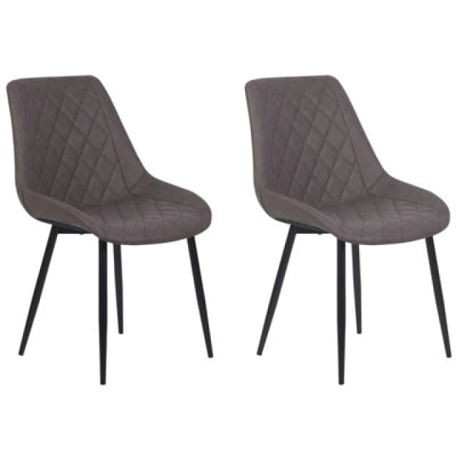 Beliani Set Of 2 Dining Chairs Maribel Faux Leather Dark Brown