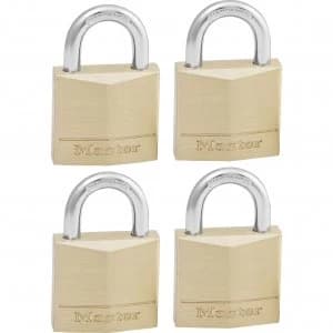 Masterlock Solid Brass Padlock Pack of 4 Keyed Alike 30mm Standard