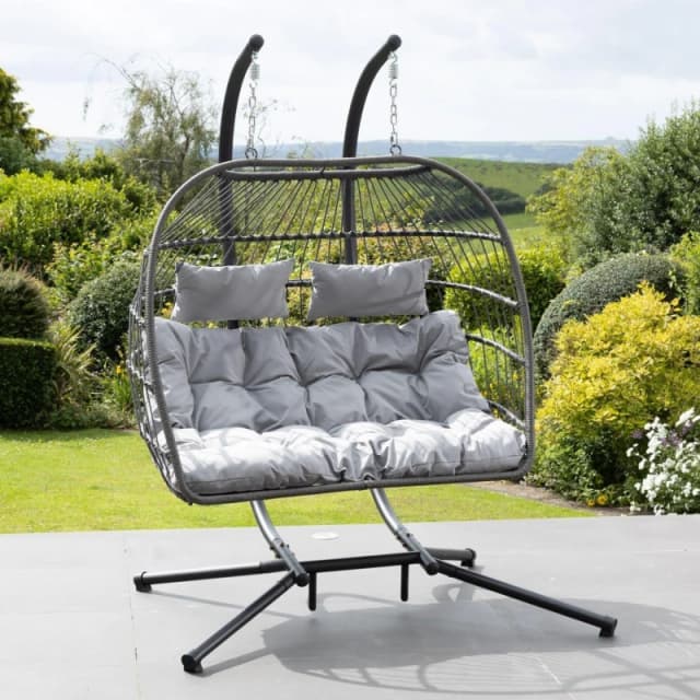 Artemis Home Haversham Swinging Double Garden Seat in Dark Grey Dark Grey Unisex