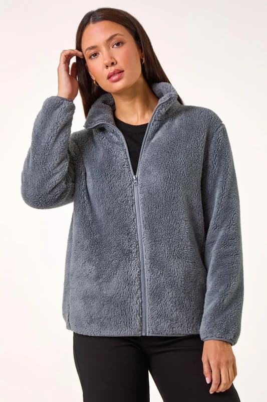 Roman Soft Sherpa Fleece Jacket Dark Grey