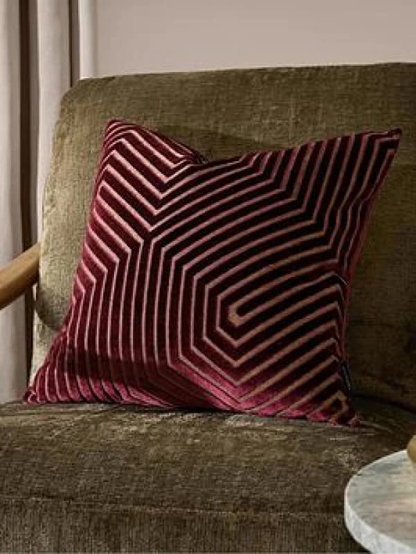 Paoletti Paoletti Evoke Cut Velvet Cushion in Burgundy Size: 55cm x 55cm Burgundy 55cm x 55cm Unisex 5025532354501