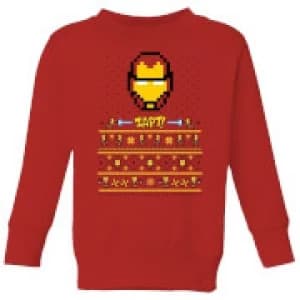 Marvel Avengers Iron Man Pixel Art Kids Christmas Sweatshirt - Red - 11-12 Years