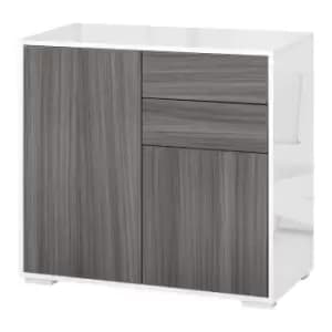 Homcom Side Cabinet With 2 Doors And 2 Drawers Grey White