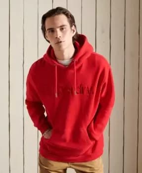 Superdry Mens Embroidered Tonal Core Logo Hoodie Red / Hike Red - Size: M