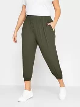Yours Jersey Crop Harem Khaki, Green, Size 18, Women