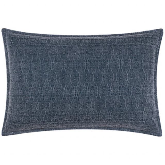 Yard Ramas Textured Jacquard 100% Cotton Cushion in Indigo Size: 40cm x 60cm Indigo Unisex 40cm x 60 cm