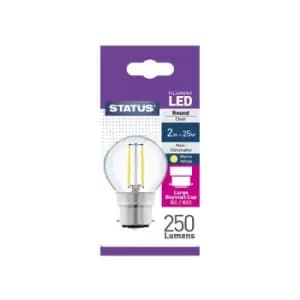 Status International Filament LED Round Bayonet Cap 2W Warm White