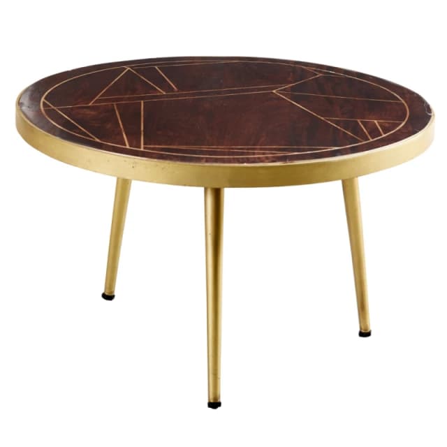 Indian Hub Dark Gold Round Coffee Table
