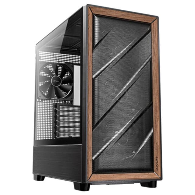Antec Antec FLUX Mid Tower PC Case - Black/Wood CAA-ANTFLUX