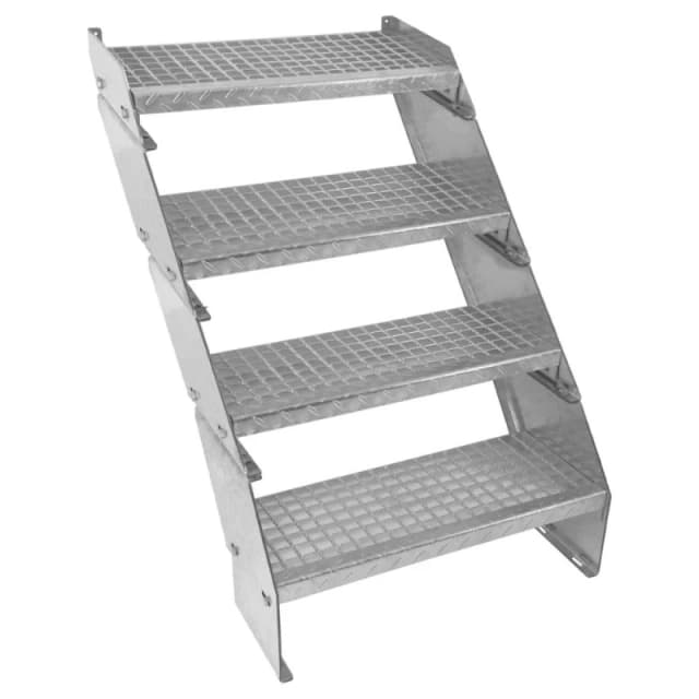 Monstershop Adjustable 4 Section Galvanised Staircase - 600mm Wide Silver
