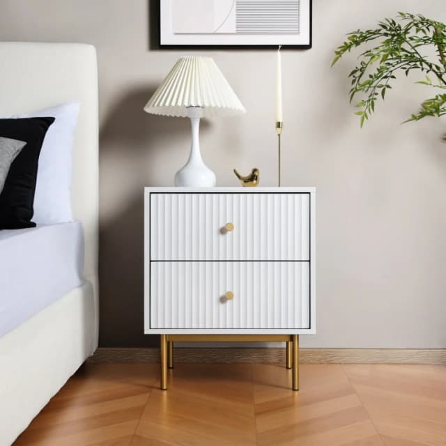 Home Garden Direct Devon - Bedside Table with 2 Drawers - White White Unisex