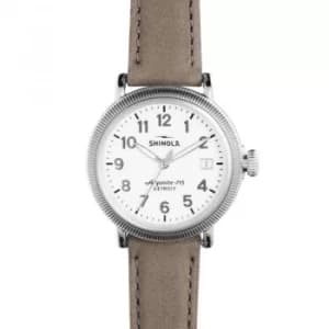 Unisex Shinola Runwell Coin Edge 38mm Gray Strap Watch