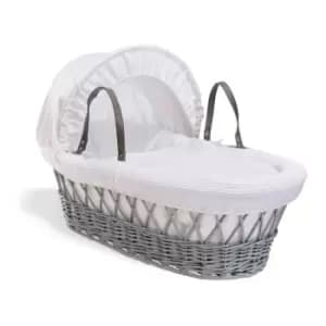 Clair de Lune Waffle Grey Wicker Moses Basket - White