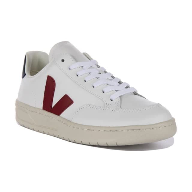 Veja Mens 'V-12 Leather' Leather Trainers in White Size: 8 White Male 8