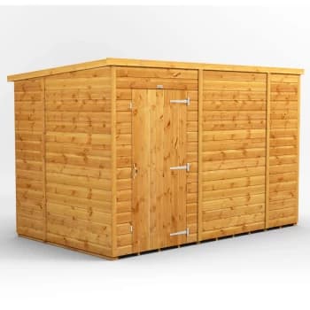 10x6 Power Windowless Pent Garden Shed - Brown