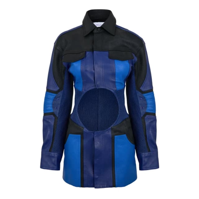 Off White Womens Hole Mini Dress Blue/Black female 8 (XS)