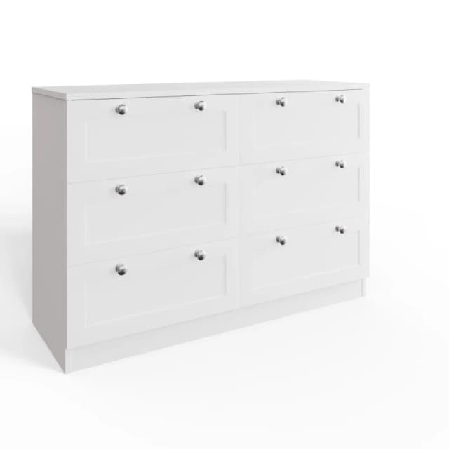 FWStyle FWStyle White 6 Drawer Chest Of Drawers Panelled Bedroom Furniture White One Size Unisex 5056413127907