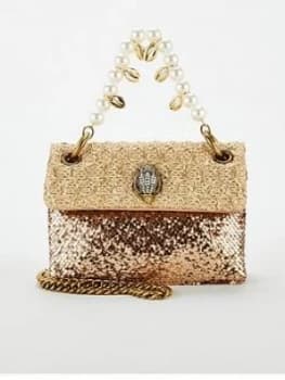Kurt Geiger London Kensington Mini Raffia Crossbody Bag - Bronze