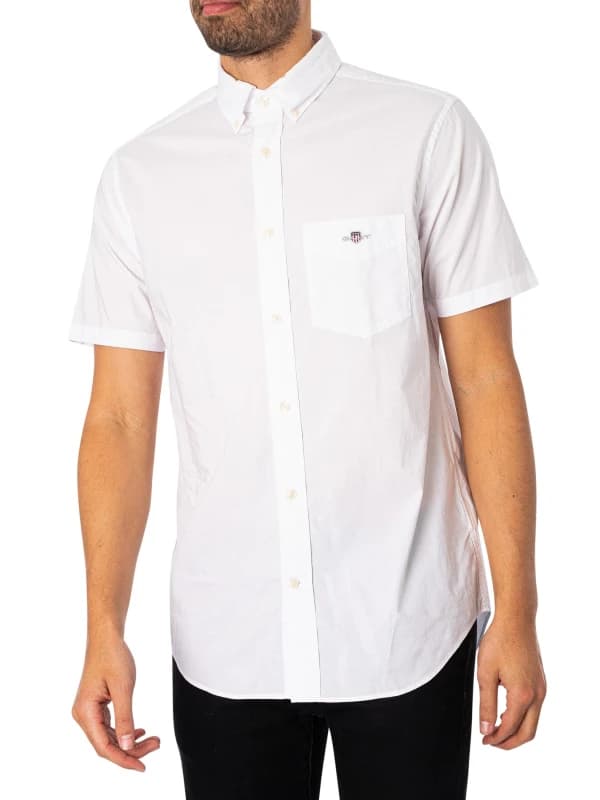 Gant Regular Poplin Short Sleeved Shirt White 3XL