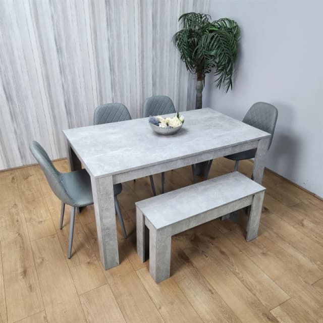 KOSY KOALA Kosy Koala Dining Table Set with 4 Chairs and a Bench Dining Room and Kitchen table set of 4 in Grey Grey One Size Unisex 5060711589305