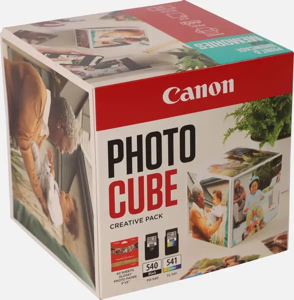 Canon Photo Cube with PG-540 + CL-541 Ink Cartridges + PP-201 5 x 5" Photo Paper Plus Glossy II (40 sheets) - Creative Pack, Blue