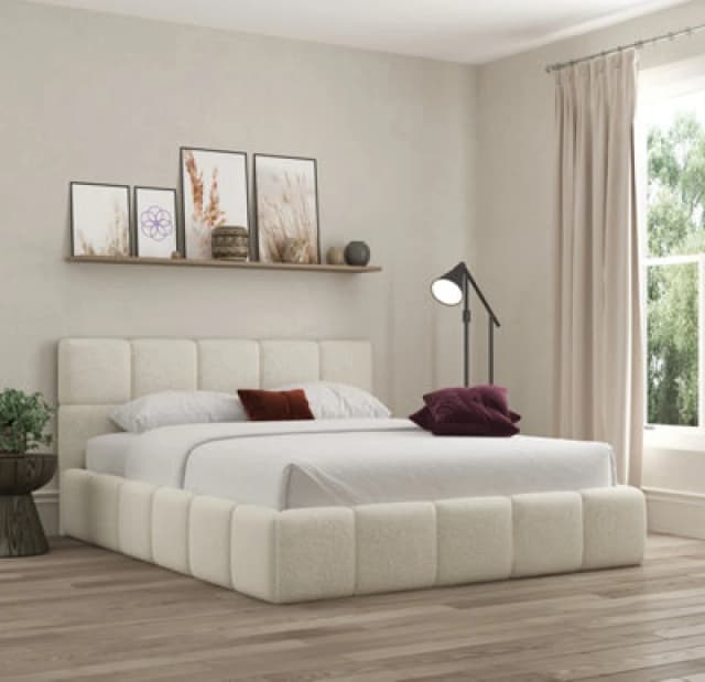 Ds Living Ovella Cubed Upholstered Boucle Ivory Bed