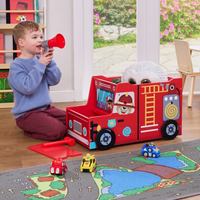 Liberty House Toys Kids Fire Engine Toy Box in Red Red Unisex
