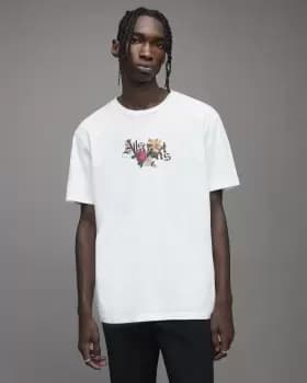 AllSaints Mens Bounty Crew T-Shirt, Optic White, Size: L