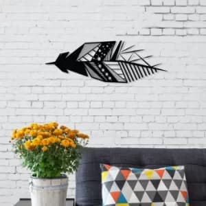 Featrher Black Decorative Metal Wall Accessory