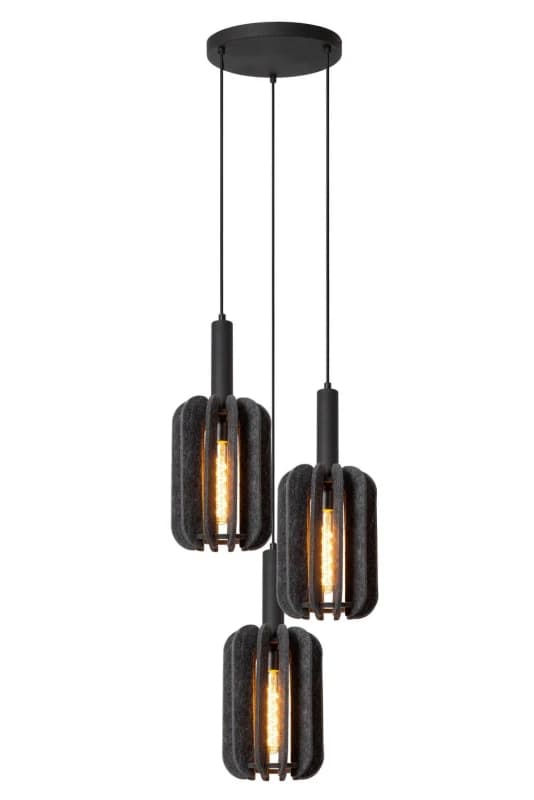 Netlighting Lucide RAFAL Pendant light 50cm 3xE27 Grey Grey Unisex