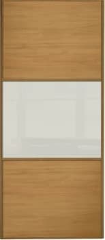 Wickes Sliding Wardrobe Door Wideline Oak Panel and Soft White Glass - 2220 x 762mm