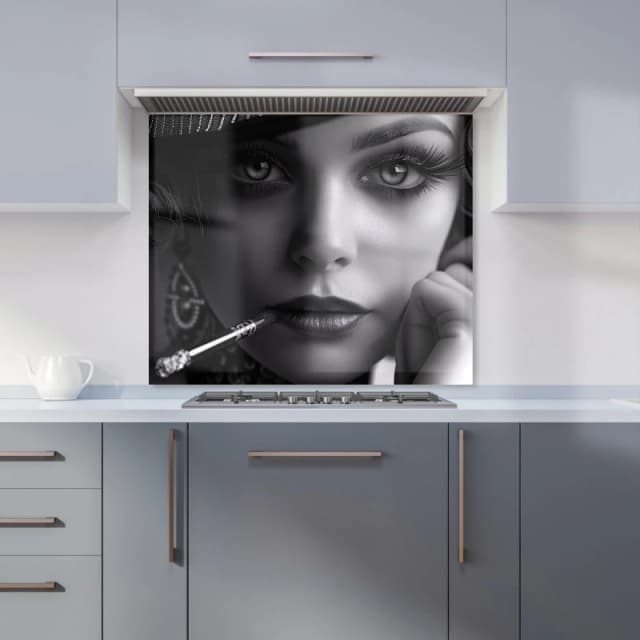 Warren Reed - Designer Gatsby's Glamour Close-Up Kitchen Splashback in Black Size: 600mm x 750mm Black Unisex 600mm x 750mm