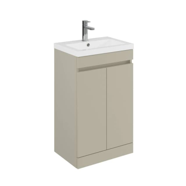 Balterley 500mm Floor Standing 2 Door Unit with Polymarble Basin - Pebble Grey Grey Unisex
