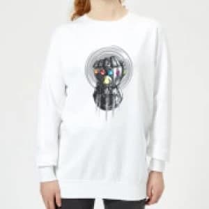 Marvel Avengers Infinity War Thanos Infinite Power Fist Womens Sweatshirt - White - L