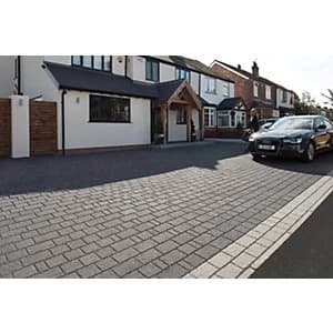 Marshalls Argent Priora Textured Block Mixed Size Paving Driveway Pack Dark Silver 8.06 m2