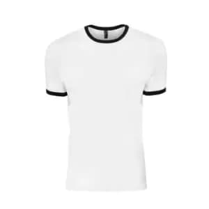Next Level Adults Unisex Cotton Ringer T-Shirt (M) (White/Black)