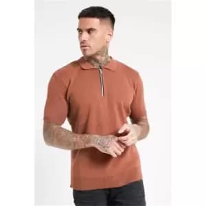 I Saw It First Half Zip Knitted Top - Brown