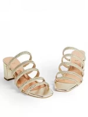 Ted Baker Woven Multi Strap Mule Sandal, Gold, Size 38, Women