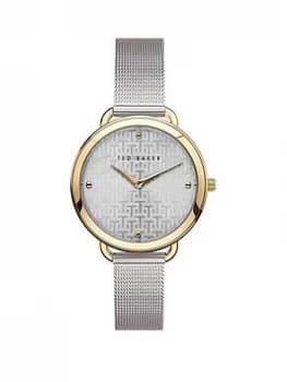 Ted Baker Silver and Gold Detail Dial Stainless Steel Mesh Strap Ladies Watch, One Colour, Women
